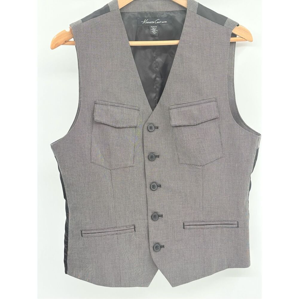 Kenneth Cole Waistcoat Suit Vest Black White Men Size Medium